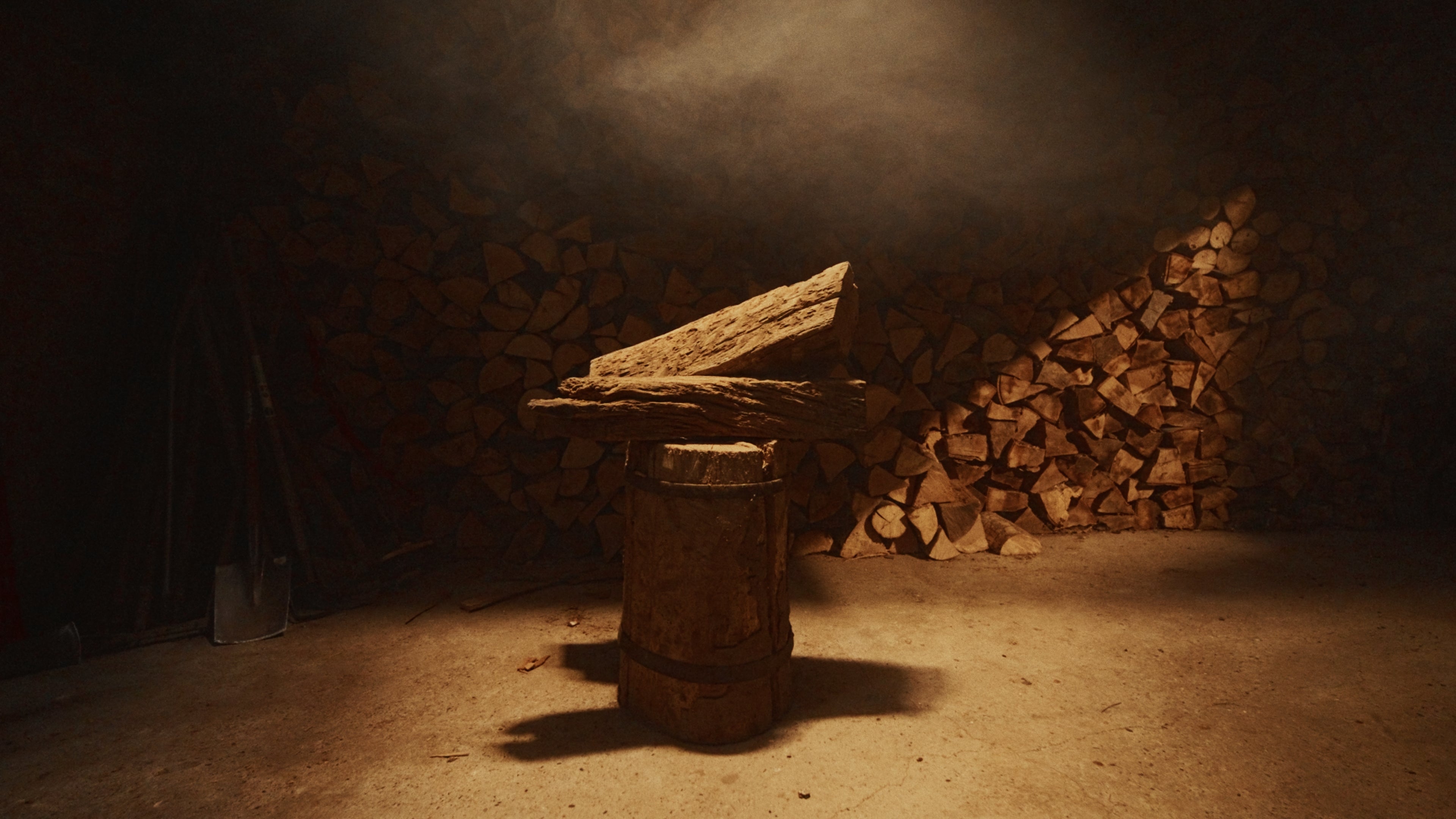 intérieur d'un espace de stockage pour le bois